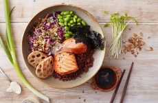 Easy Salmon Miso Slaw Bowl