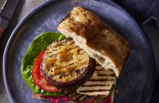 Spiced Grilled Eggplant and Haloumi Burgers