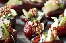 Stuffed Dates with Creamy Blue, Walnuts and Pear